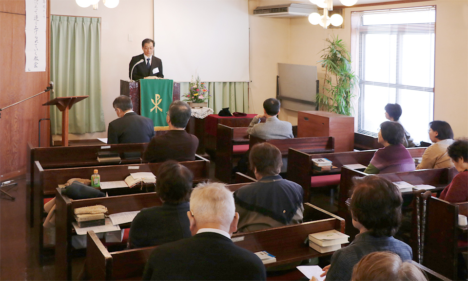 日本キリスト改革派 南越谷コイノニア教会の日曜礼拝の様子